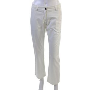 Cross Womens Cropped Ankle White Pants Button Cotton Blend Size 34